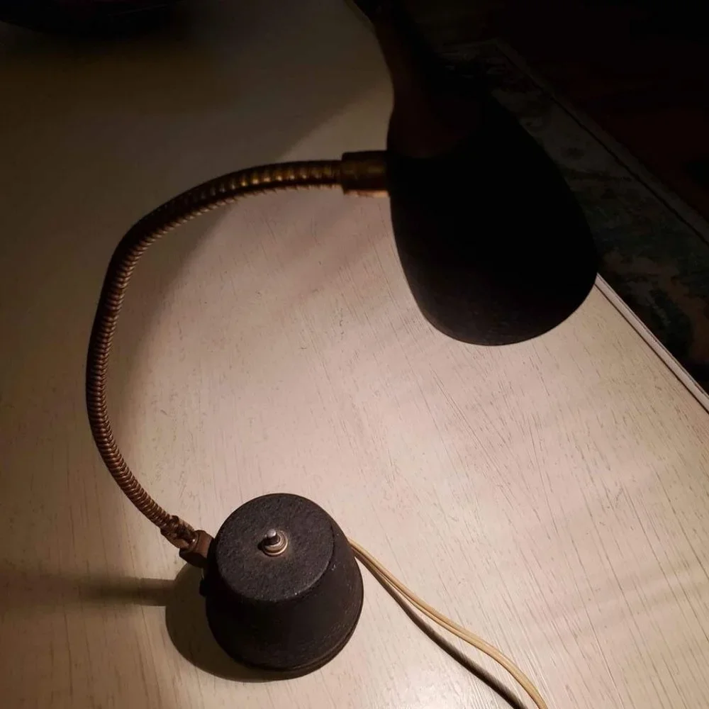 Vintage Mid Century Brass Gooseneck Adjustable Desk/table Lamp